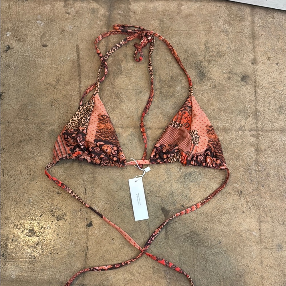 Inamorata Sylvia bikini top in red patchwork